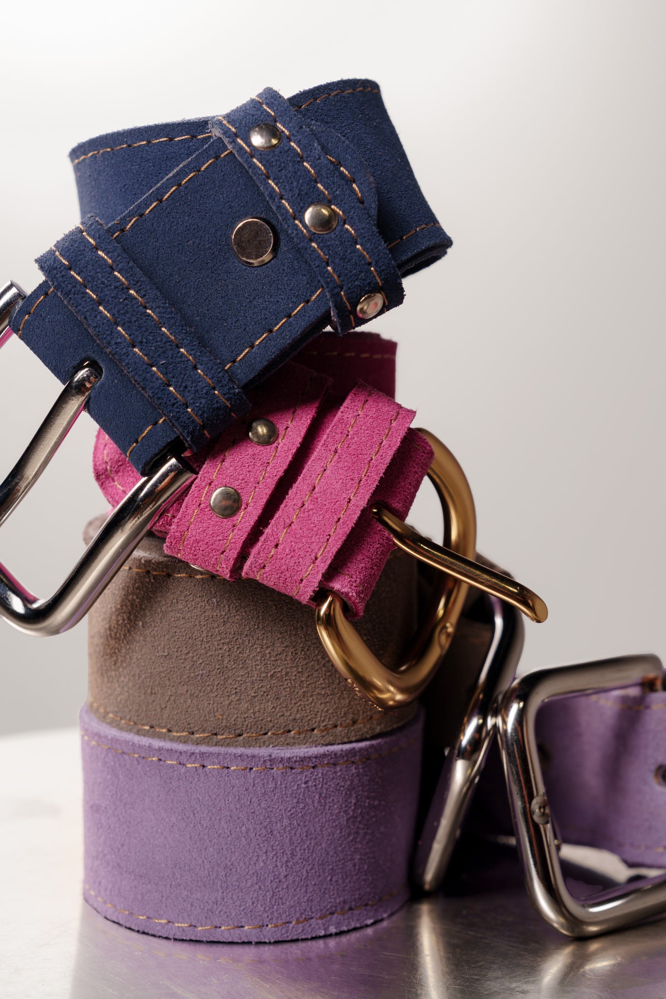 Hue Suede Leather Belt Slate Grey