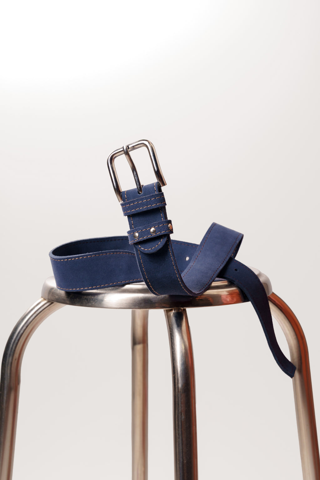 Hue Suede Leather Belt Steel Denim