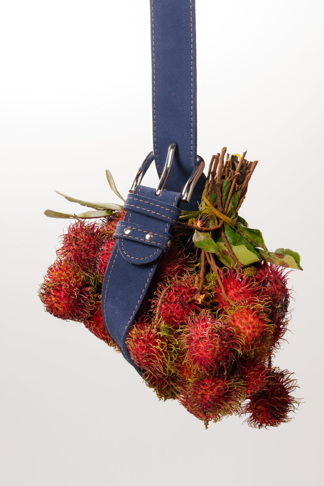 Hue Suede Leather Belt Steel Denim